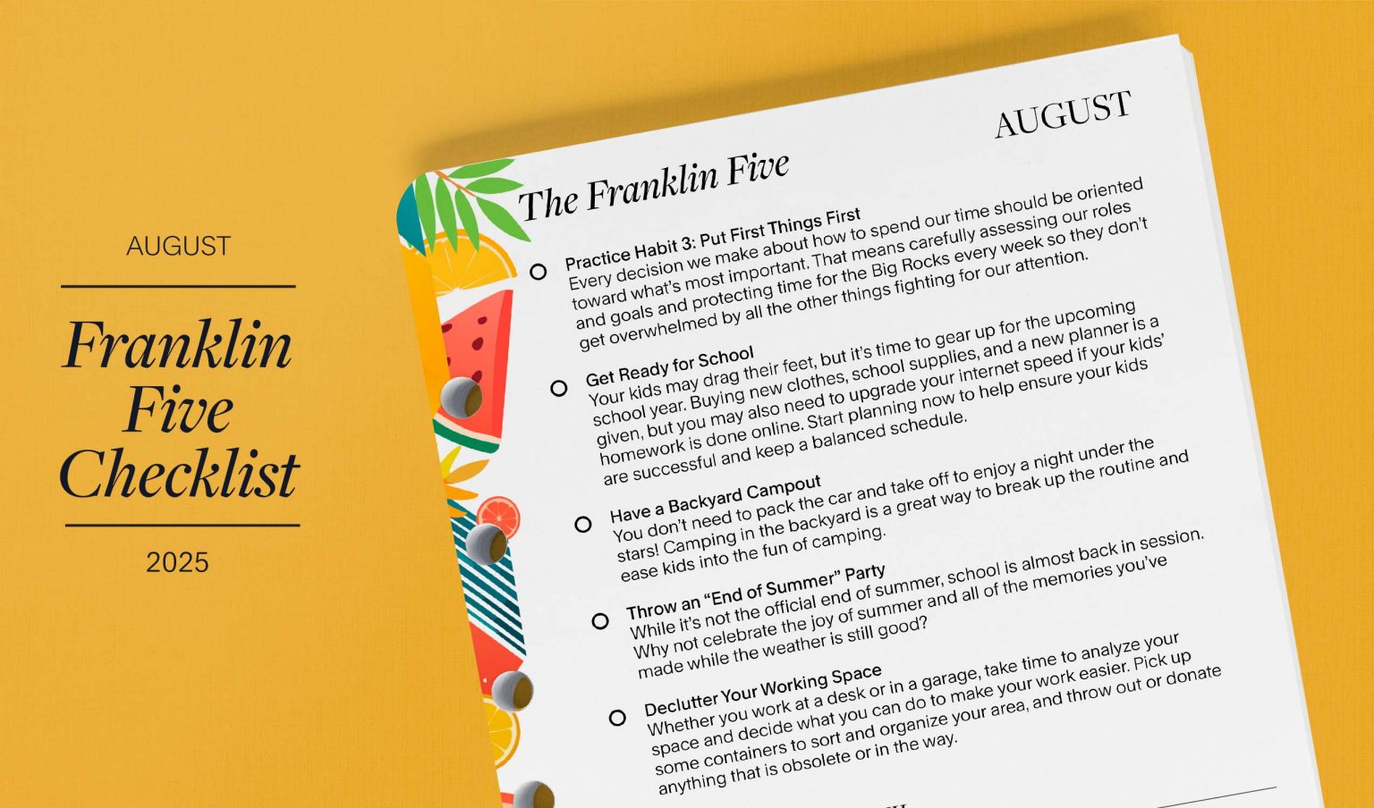 The Franklin Five: August 2025 – FranklinPlanner Talk