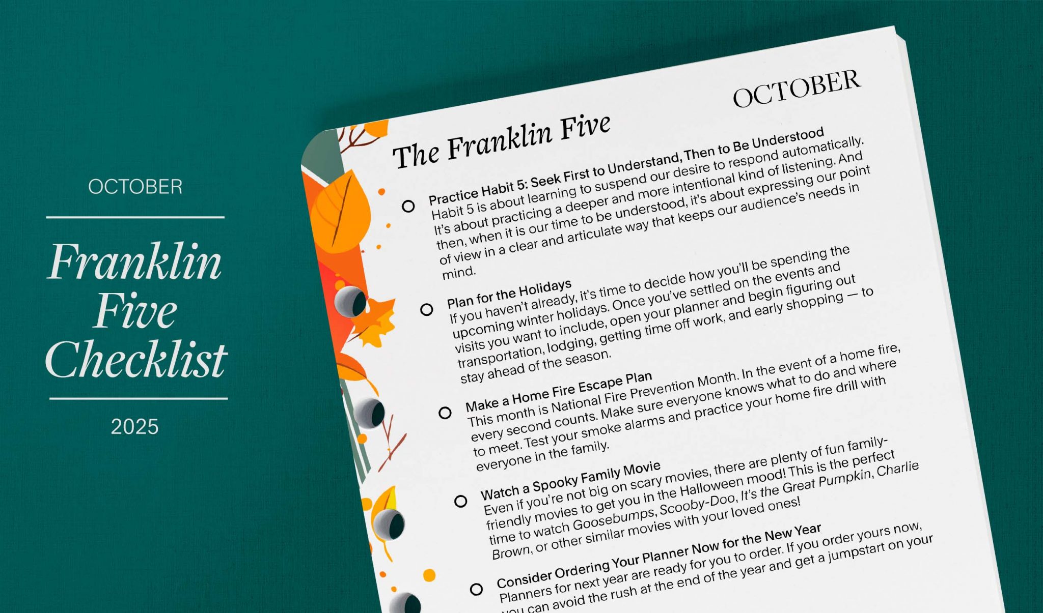 The Franklin Five: October 2025 – FranklinPlanner Talk